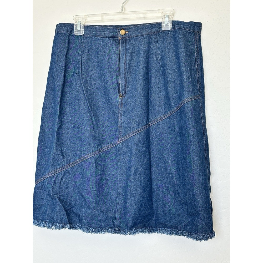 90s Le Mieux Vintage Denim Skirt SZ 16 Dark Wash Western Cottagecore Prairie